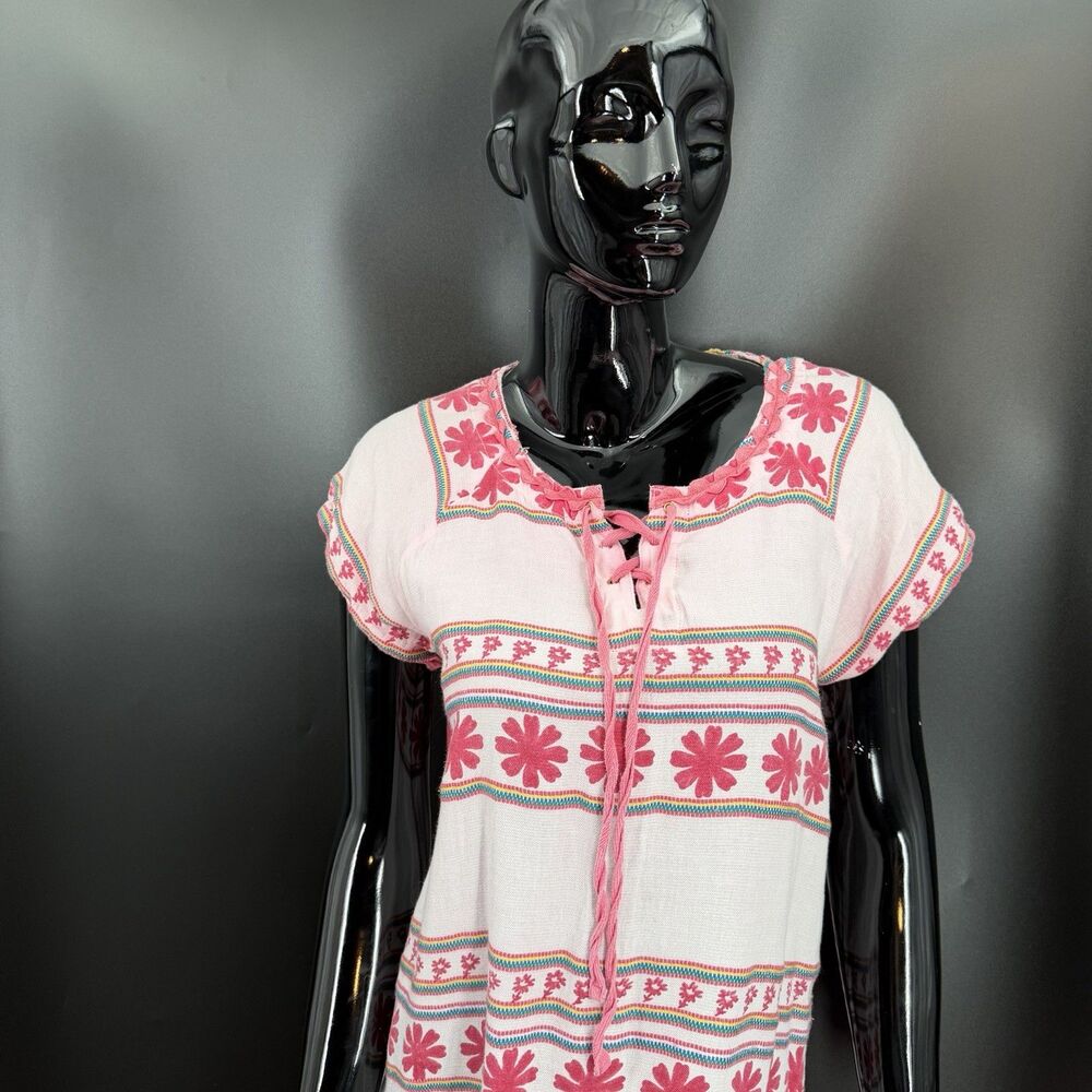 GUC Tuckernuck Size M Red & White Embroidered Dress Kaftan Resort